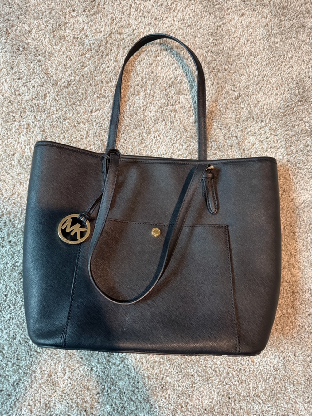Michael Kors Black Tote with Gold MK Charm